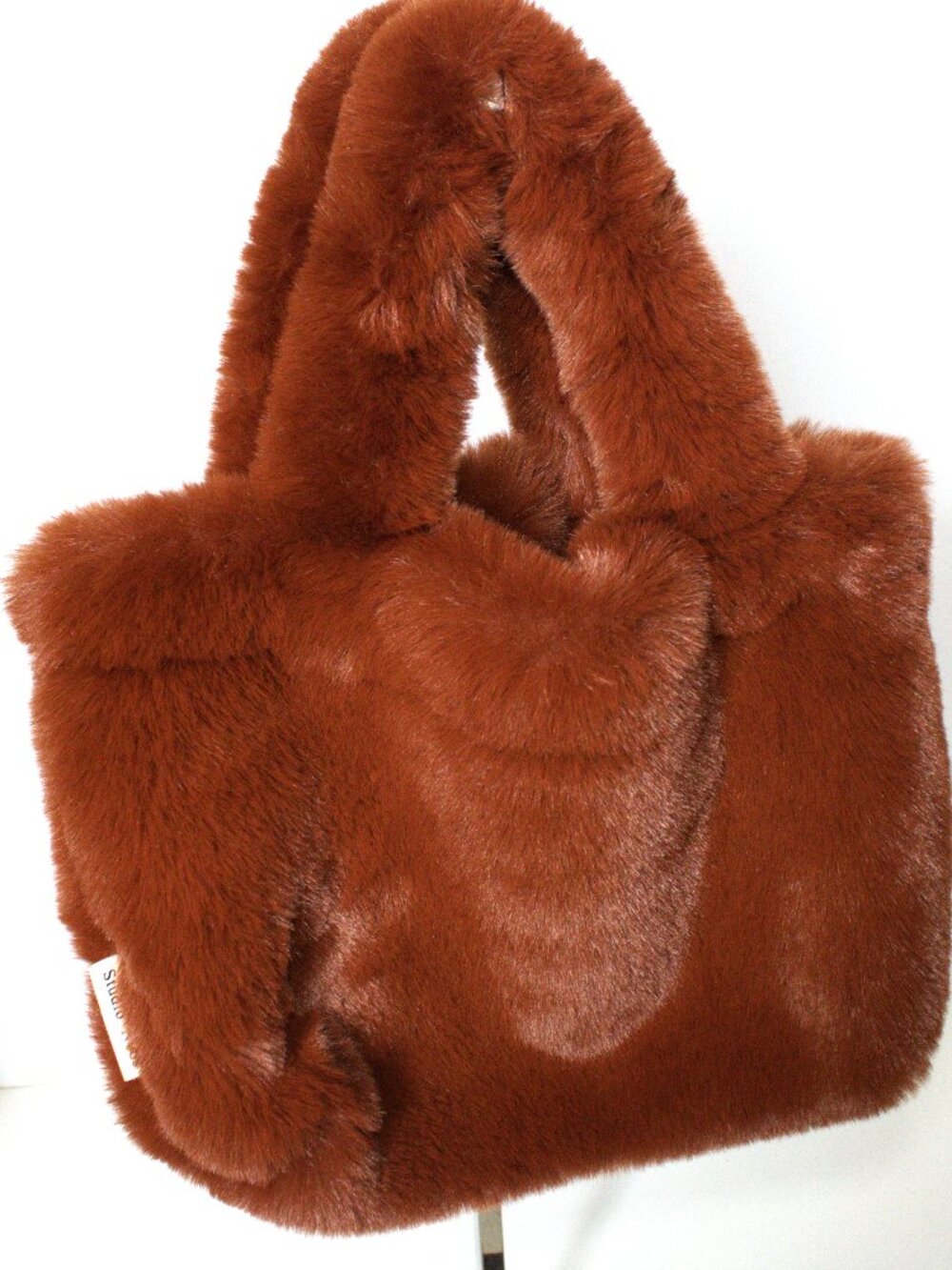Studio Noos, Brown Faux Fur Mini Tote, Double Handles